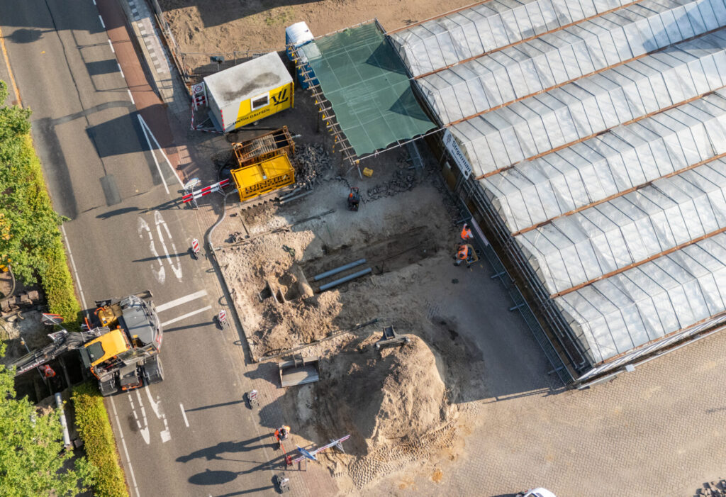 Drone-opname van een bemalingsproject van Luinstra